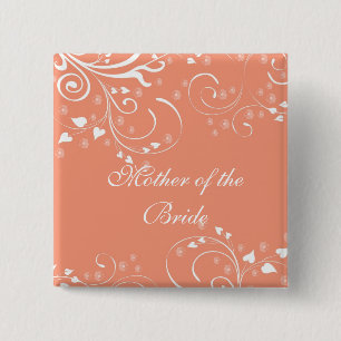 Badge Carré 5 Cm Bouton de corail de remous de fleurs de style de