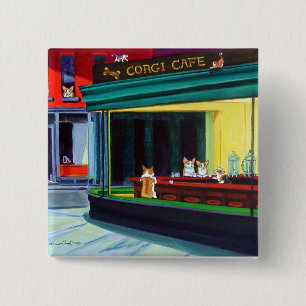 Badge Carré 5 Cm Bouton de corgi de Gallois de Pembroke