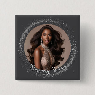 Badge Carré 5 Cm Bouton de Cortège en Poussière de Diamant