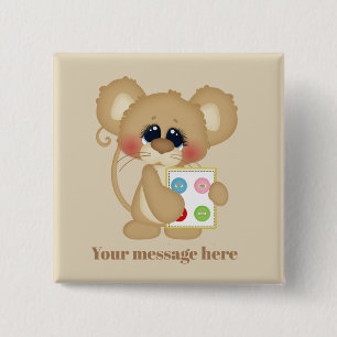 Badge Carré 5 Cm Bouton de couture mou ajouter un nom ou un message