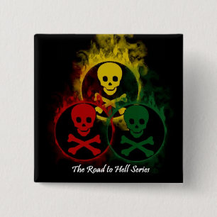 Badge Carré 5 Cm Bouton de crâne