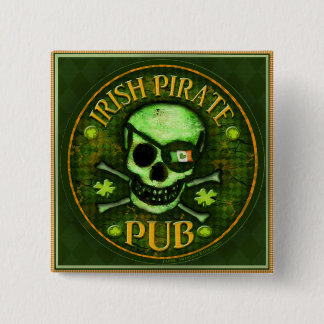 Badge Carré 5 Cm Bouton de crâne de Pub de pirate du jour de St