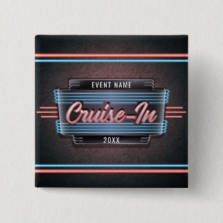 Badge Carré 5 Cm Bouton de croisière Neon