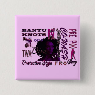 Badge Carré 5 Cm Bouton de Curlfriends