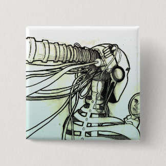 Badge Carré 5 Cm Bouton de cyborg