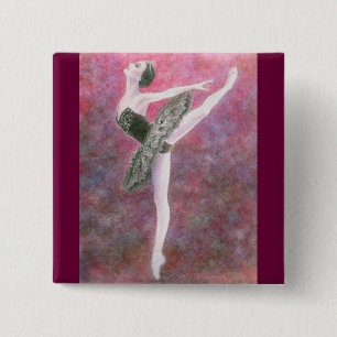 Badge Carré 5 Cm Bouton de cygne noir