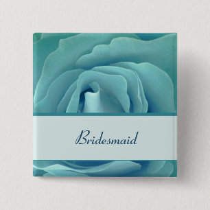 Badge Carré 5 Cm Bouton de DEMOISELLE D'HONNEUR avec la turquoise