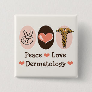 Badge Carré 5 Cm Bouton de dermatologie d'amour de paix