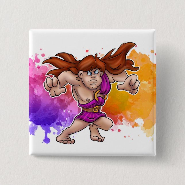 Badge Carré 5 Cm Bouton de dessin animé Samson (Devant)