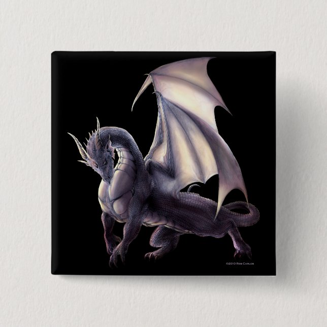 Badge Carré 5 Cm Bouton de dragon de caverne (Devant)