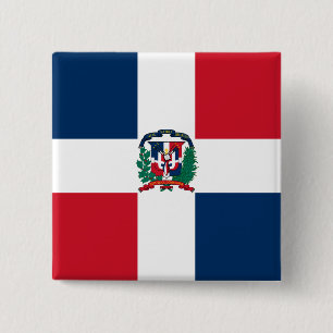 Badge Carré 5 Cm Bouton de drapeau de la République Dominicaine