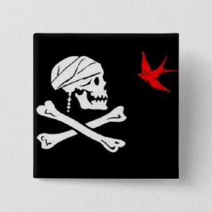 Badge Carré 5 Cm Bouton de drapeau de pirate de Jack Sparrow