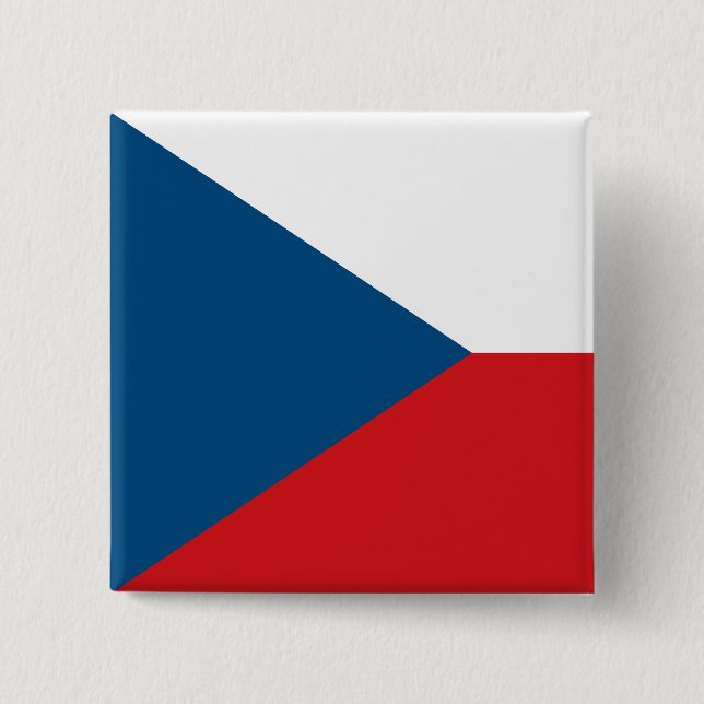 Badge Carré 5 Cm Bouton de drapeau de République Tchèque (Devant)