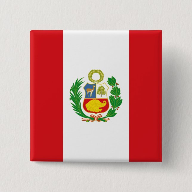 Badge Carré 5 Cm Bouton de drapeau d'état du Pérou (Devant)