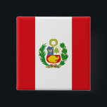 Badge Carré 5 Cm Bouton de drapeau d'état du Pérou<br><div class="desc">Bouton avec le drapeau d'état du Pérou. Bandera Estatal De Pérou de La d'escroquerie de Prendedor.</div>