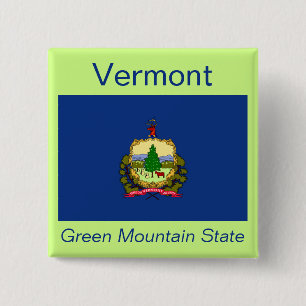 Badge Carré 5 Cm Bouton de drapeau du Vermont