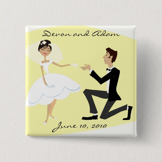 Badge Carré 5 Cm Bouton de faveur de mariage (Devant)