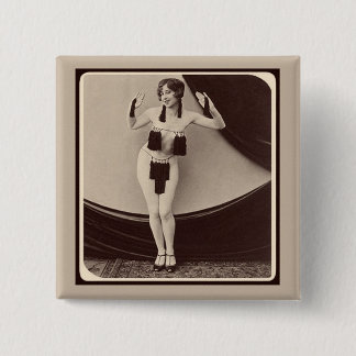 Badge Carré 5 Cm Bouton de fille Flapper des années 1920