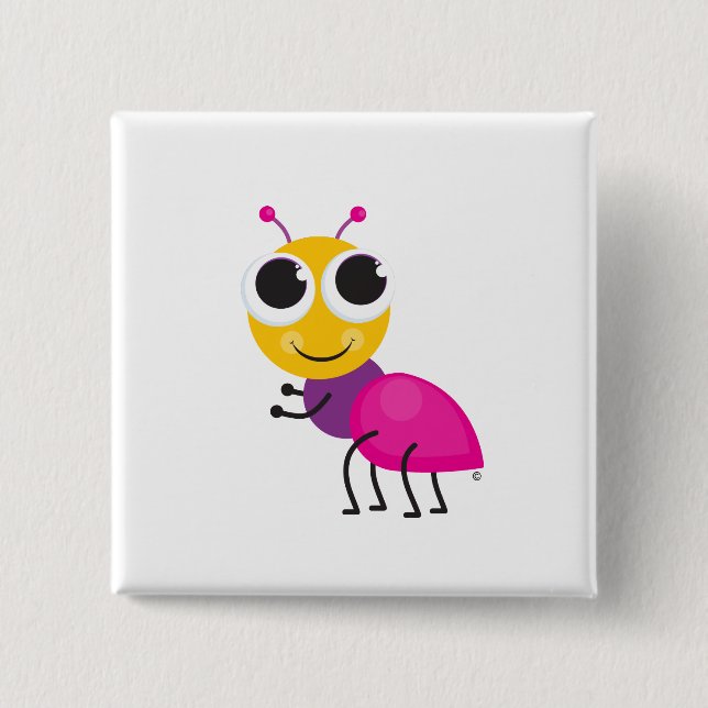 Badge Carré 5 Cm Bouton de fourmi (Devant)