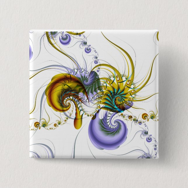 Badge Carré 5 Cm Bouton de fractale (Devant)