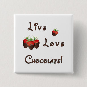 Badge Carré 5 Cm Bouton de fraise au chocolat