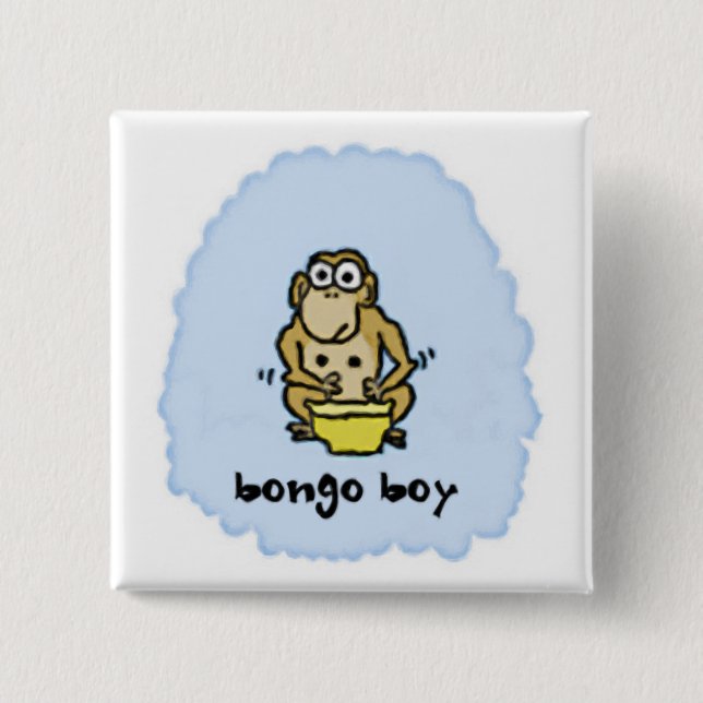 Badge Carré 5 Cm Bouton de garçon de bongo (Devant)