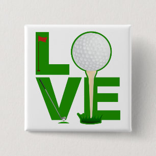 Badge Carré 5 Cm Bouton de golf d'amour