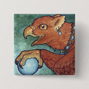 Badge Carré 5 Cm Bouton de Gryphon Mage
