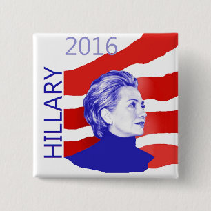 Badge Carré 5 Cm Bouton de Hillary 2016