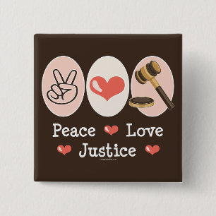Badge Carré 5 Cm Bouton de juge de justice d'amour de paix