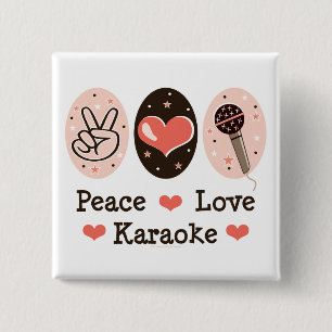 Badge Carré 5 Cm Bouton de karaoke d'amour de paix