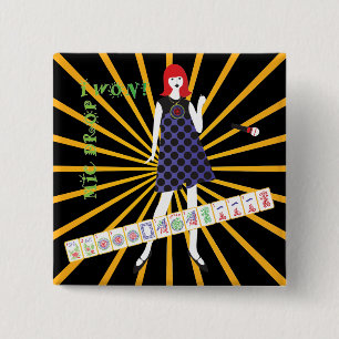 Badge Carré 5 Cm Bouton de la boîte de dialogue Mah Jongg