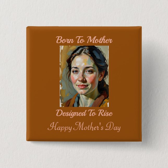 Badge Carré 5 Cm Bouton de la broche de citation de la mère (Devant)