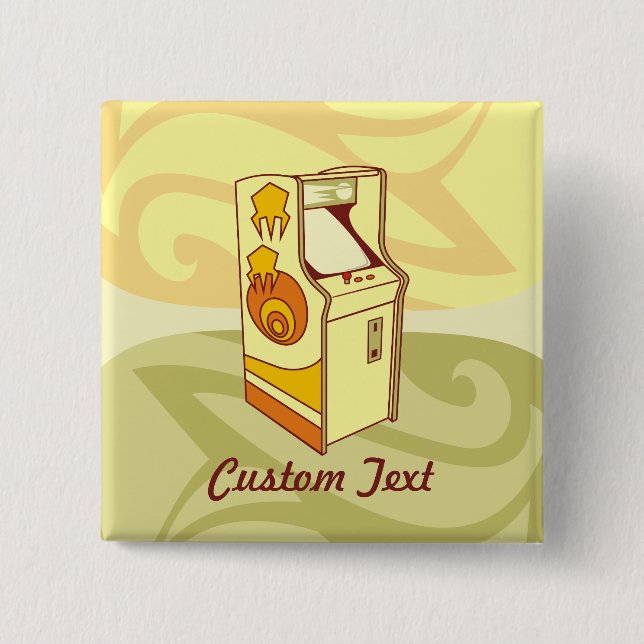 Badge Carré 5 Cm Bouton de la console de jeu haute arcade (Devant)
