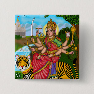 Badge Carré 5 Cm Bouton de la déesse Durga