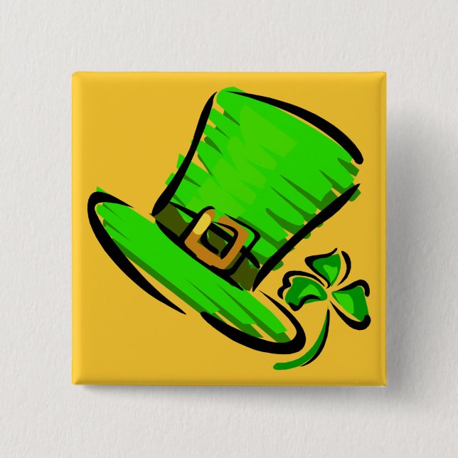 Badge Carré 5 Cm Bouton de la Saint Patrick (Devant)