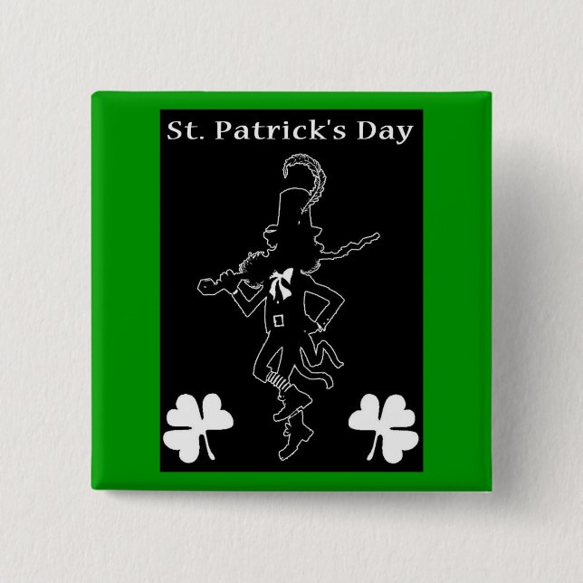 Badge Carré 5 Cm Bouton de la Saint Patrick (Devant)