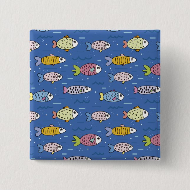 Badge Carré 5 Cm bouton de la vie océanique (Devant)