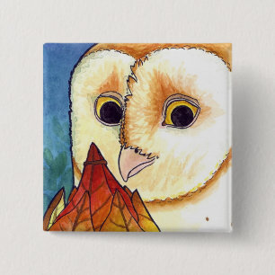 Badge Carré 5 Cm Bouton de lanterne de feuille de hibou de grange