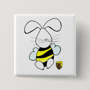 Badge Carré 5 Cm Bouton de lapin de miel