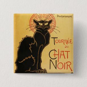 Badge Carré 5 Cm Bouton de Le Chat Noir