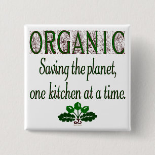 Badge Carré 5 Cm Bouton de lecture de cuisine bio Saving Planet