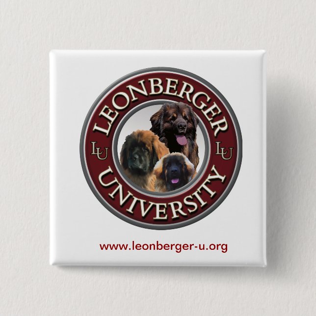 Badge Carré 5 Cm Bouton de Leonberger U (Devant)