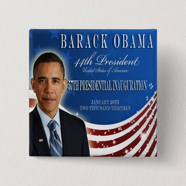 Badge Carré 5 Cm Bouton de l'inauguration 2013 d'Obama (Devant)