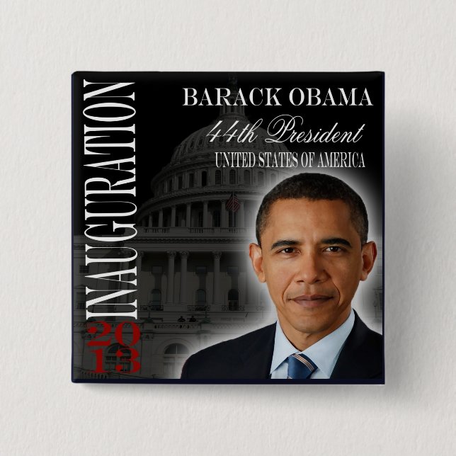 Badge Carré 5 Cm Bouton de l'inauguration 2013 d'Obama (Devant)