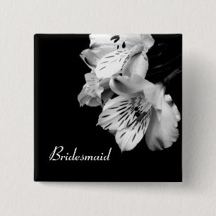 Badge Carré 5 Cm Bouton de lis d'Alstroemeria de demoiselle
