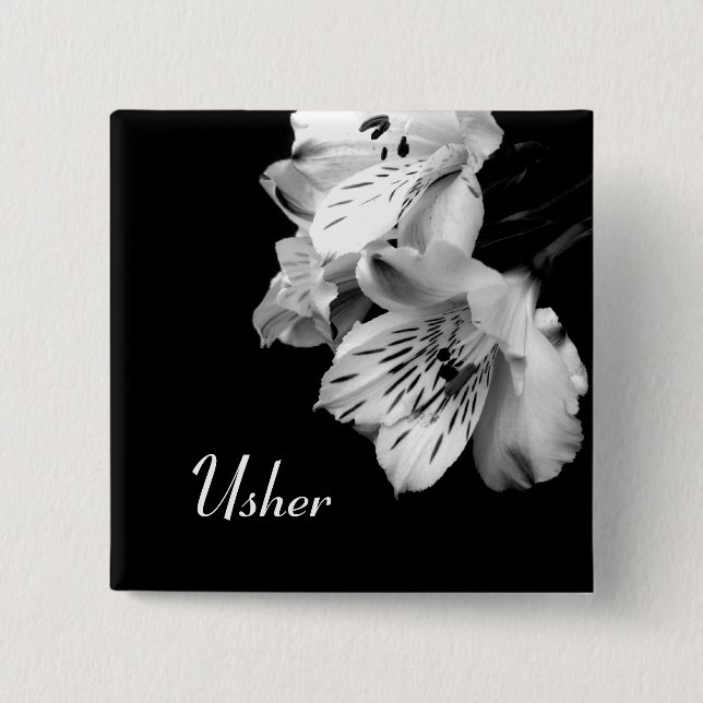 Badge Carré 5 Cm Bouton de lis d'Alstroemeria d'Usher (Devant)