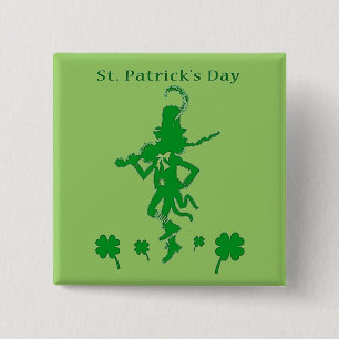 Badge Carré 5 Cm Bouton de lutin du jour de St Patrick