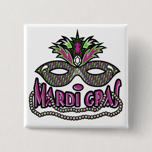 Badge Carré 5 Cm Bouton de mardi gras