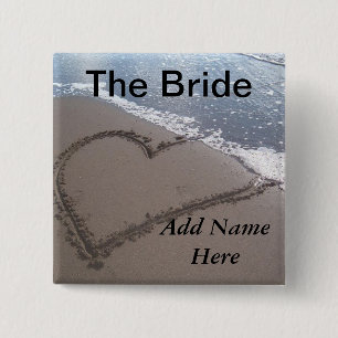 Badge Carré 5 Cm Bouton de mariage de plage de jeune mariée